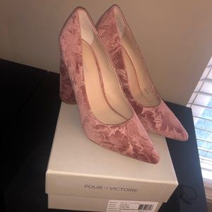 Pour La Victoire CeCee Embossed Velvet Pumps
